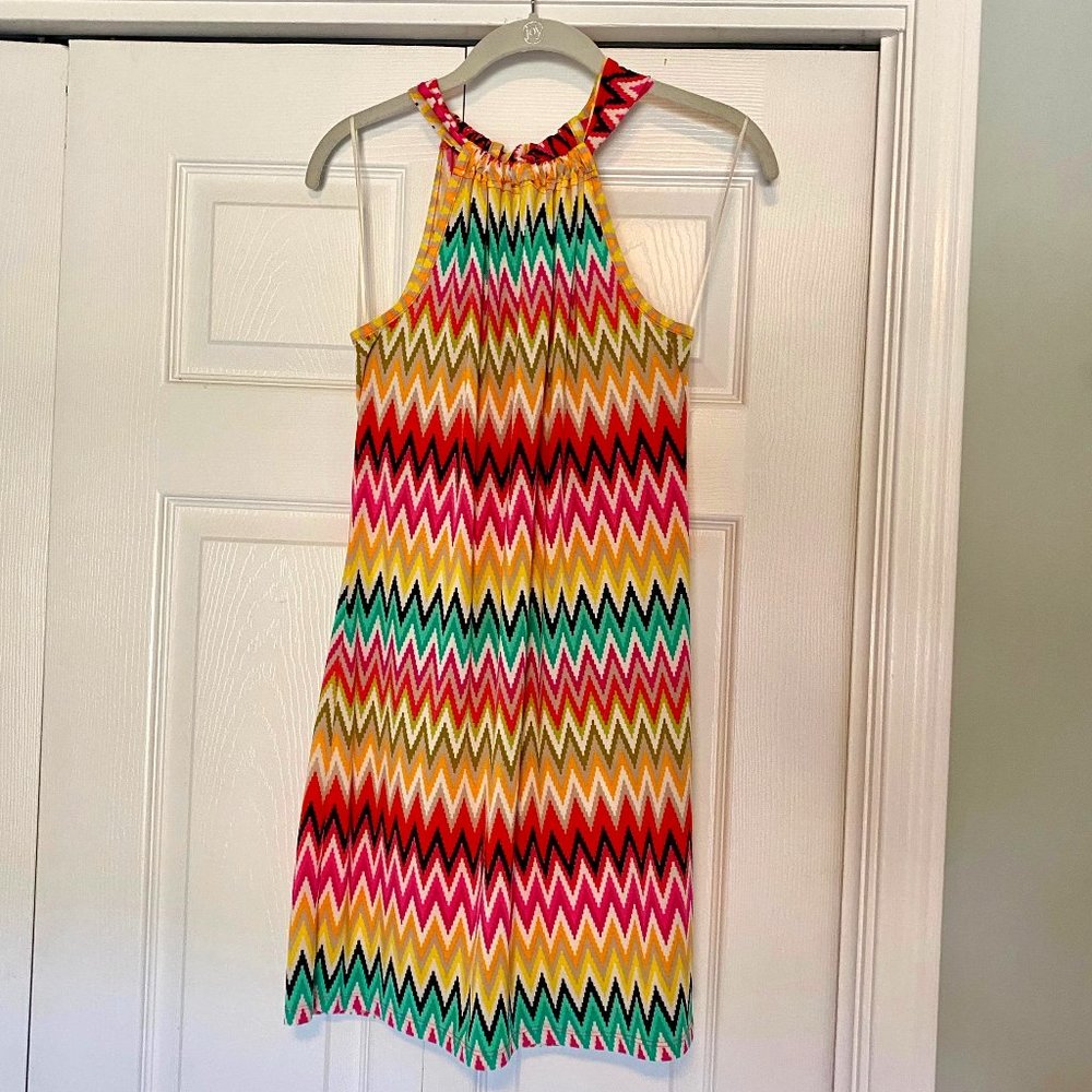 Trina Turk Chevron Halter Shift Dress XS